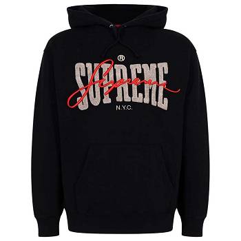 Black Supreme Embroide Chenilles Hoodie | Supreme 108KI